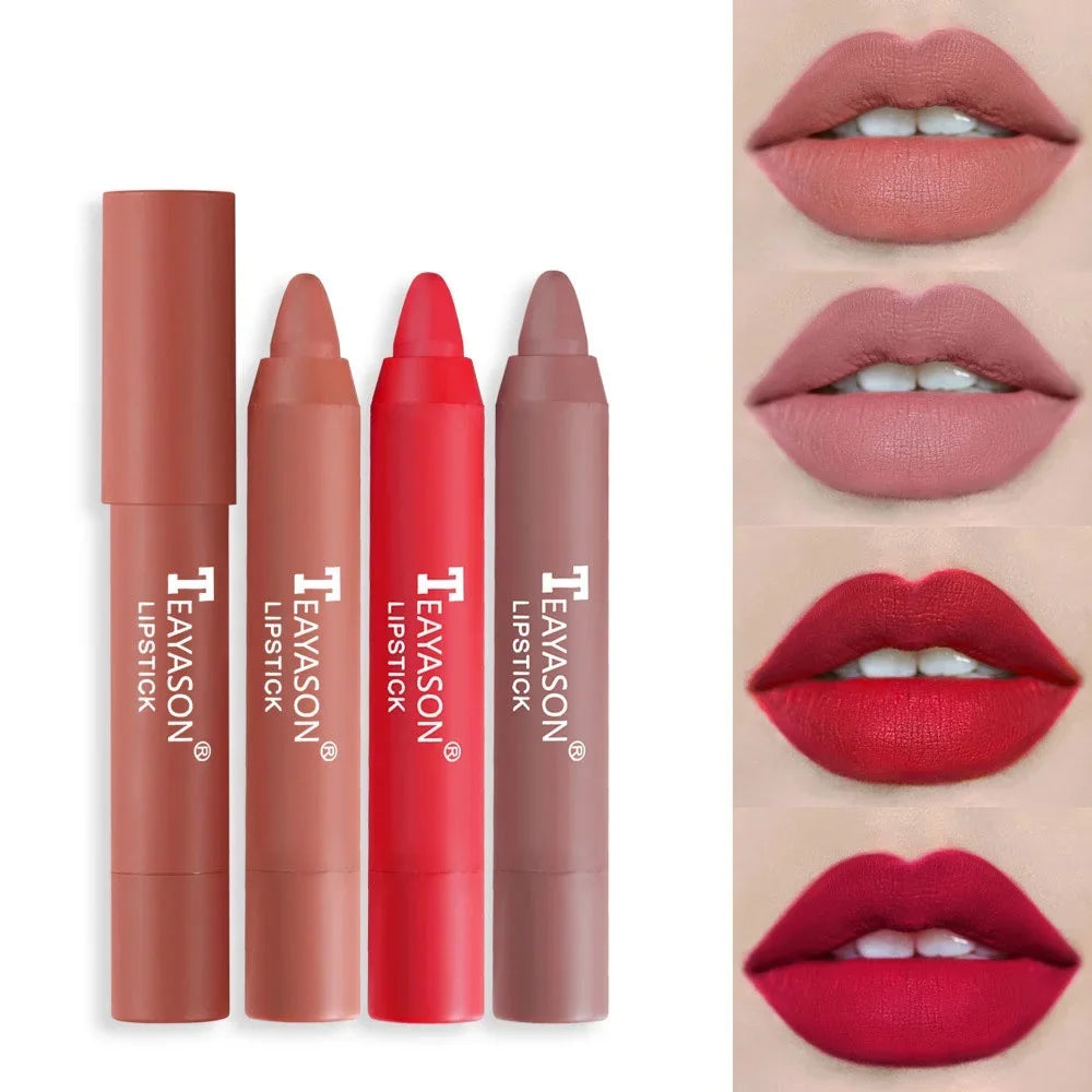 12 Colors Velvet Matte Lipsticks Waterproof Long Lasting Nude Stick on-Stick Cup Lips Makeup Tint Pen Daily Makeup Tools