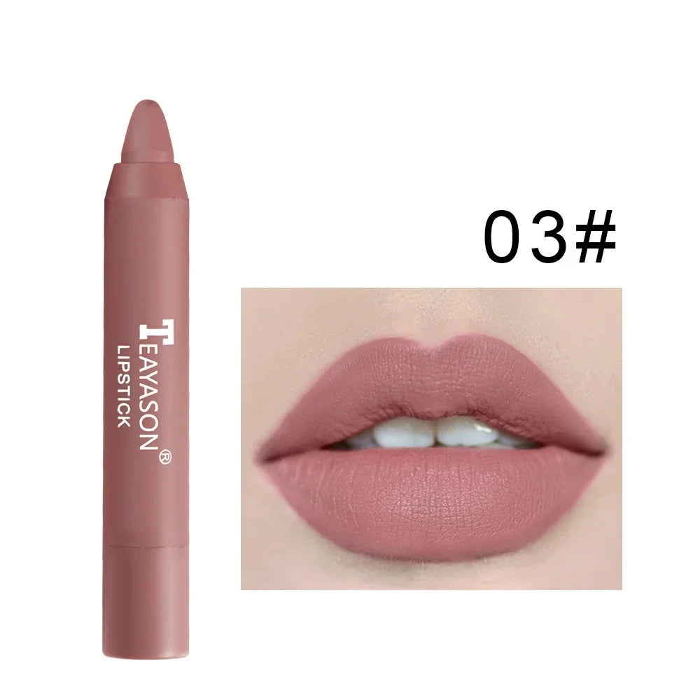 12 Colors Velvet Matte Lipsticks Waterproof Long Lasting Nude Stick on-Stick Cup Lips Makeup Tint Pen Daily Makeup Tools