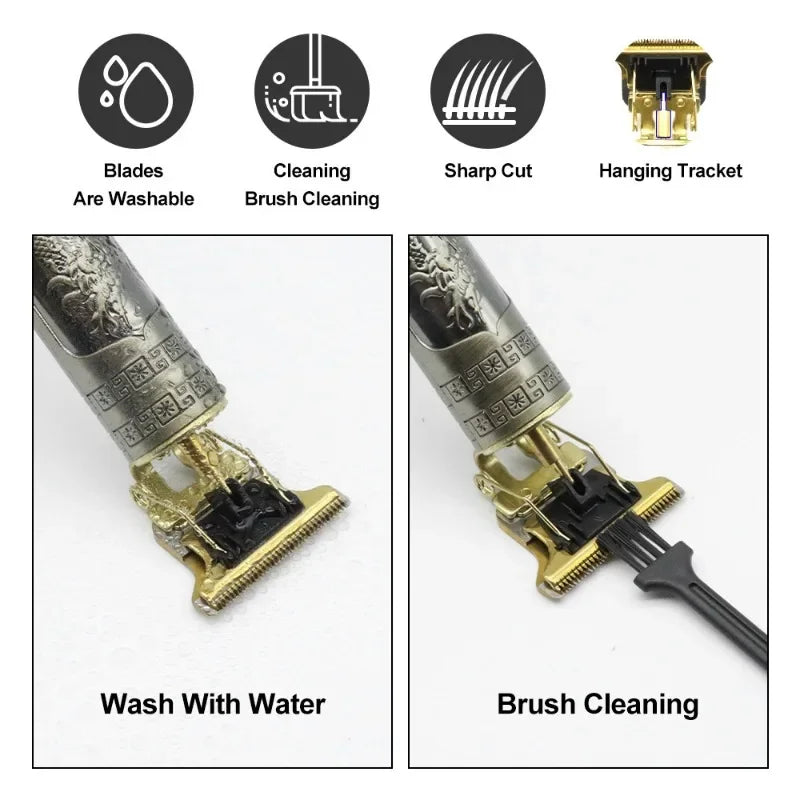 Vintage T9 Electric Hair Cutting Machine Hair Clipper Professional Men Shaver Rechargeable Barber Trimmer for Men Dragon Buddha