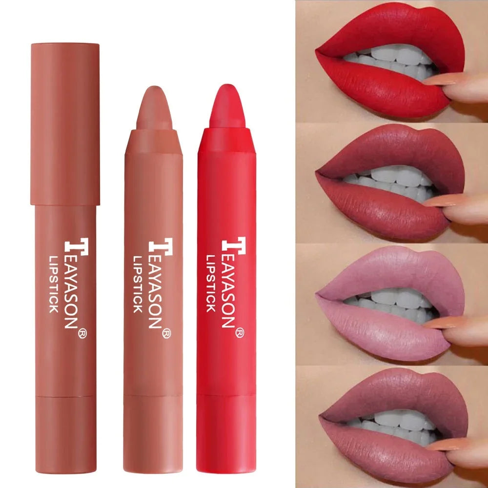 12 Colors Velvet Matte Lipsticks Waterproof Long Lasting Nude Stick on-Stick Cup Lips Makeup Tint Pen Daily Makeup Tools