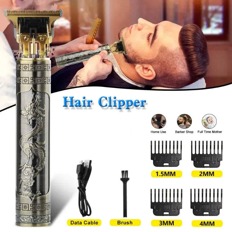 Vintage T9 Electric Hair Cutting Machine Hair Clipper Professional Men Shaver Rechargeable Barber Trimmer for Men Dragon Buddha
